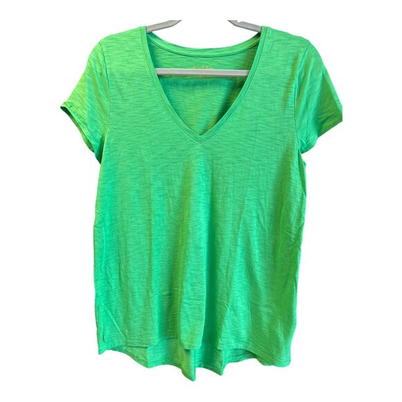Lilly Pulitzer T-Shirt Women’s Size Medium Green Pima Cotton V-Neck Short Sleeve - Picture 1 of 9